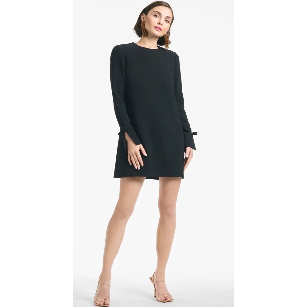 Sachin & Babi Lily Dress Black Bow Detail Long Sleeve Shift Mini Size 10